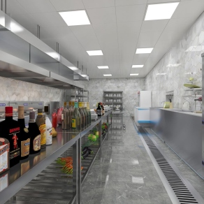 现代酒店厨房3D模型下载